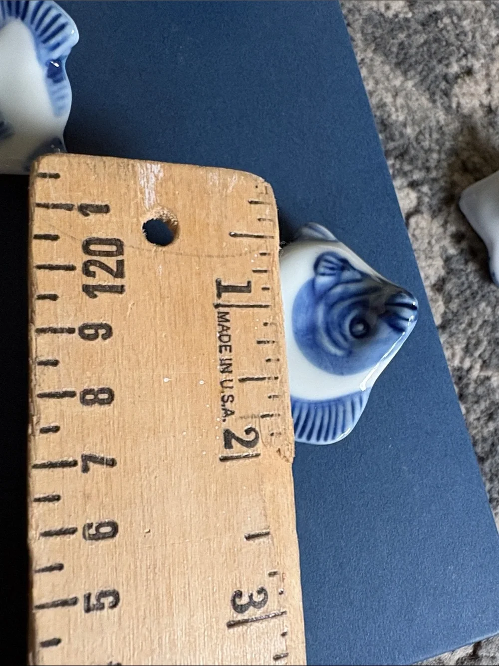 Vintage made in Japan Blue and White Ceramic Fish chopstick rest Dish Set